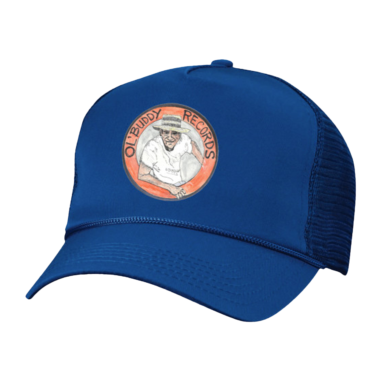 blue trucker hat with round "Ol' Buddy Records" patch.